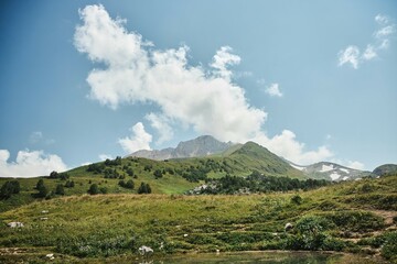 Beautiful mountain landscape in the Caucasus mountains. Summer time of the year