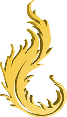 3D illustration render of abstract fire symbol of different shapes and colors on a transparent background