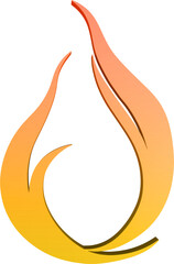 3D illustration render of abstract fire symbol of different shapes and colors on a transparent background