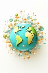 Blue and Green Globe Surrounded by Bubbles