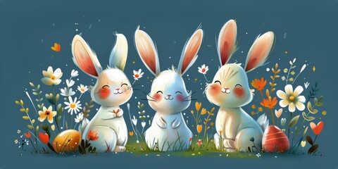 Two Rabbits Sitting Together