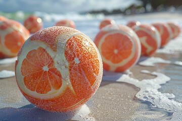 Beach volleyballs patterned after pomelos their bounce a burst of citrus energy , Blender