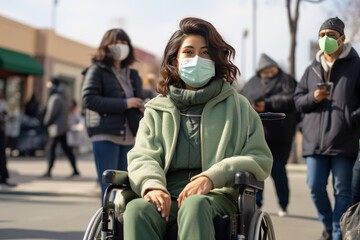 Woman in Wheelchair Wearing Face Mask