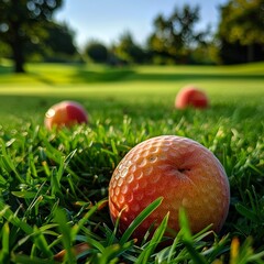 Golf balls that ripen into peaches upon landing in the hole rewarding precision with sweetness , cinematic