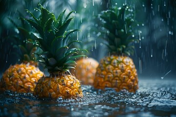 Pineapples that when harvested summon tropical rains drenching the land in sweetness 