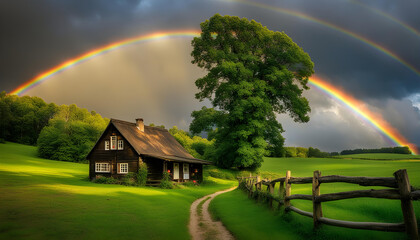 rainbow over the lake
