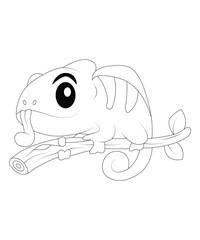 Chameleon coloring book page for kids