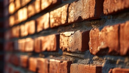 Photo of brick wall at an angle. Background for advertising. 