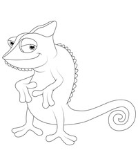 Chameleon coloring book page for kids