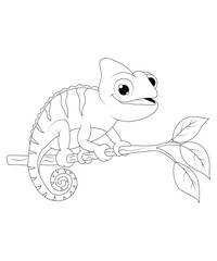 Chameleon coloring book page for kids