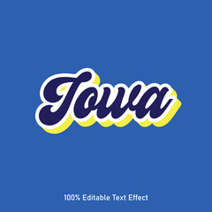 Iowa text effect vector. Editable college t-shirt design printable text effect vector