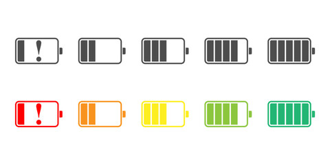 battery vector set, icon or sign battery power, capacity battery
