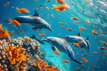 Fototapeta na wymiar Dolphins in Harmony