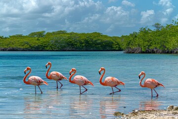 The Elegant March of Flamingos