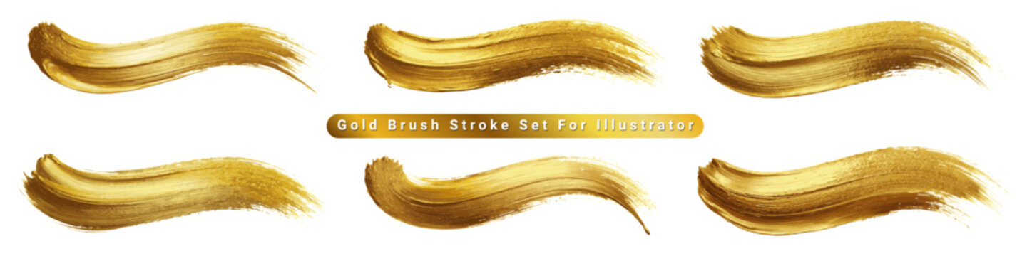 set of gold brush stroke for illustrator