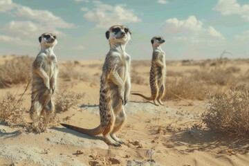 Meerkats on the Lookout - obrazy, fototapety, plakaty