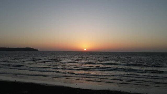 An Aerial shot of Sunset at Miramar Beach in Panjim, Goa, India

