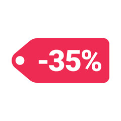 red 35 percent discount label on white background