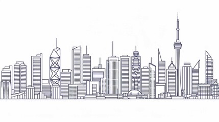 The outline of a city skyline in one continuous stroke.