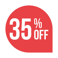 red 35 percent discount label on white background