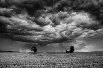 rainy day with storm clouds in the countryside of Queensland, Australia