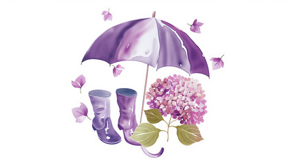 Purple Umbrella and Boots