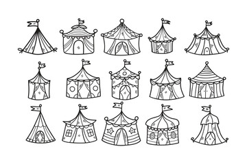 Hand Drawn Carnival tent in flat style