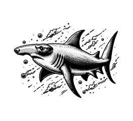Hammerhead shark hand drawn vector illustration