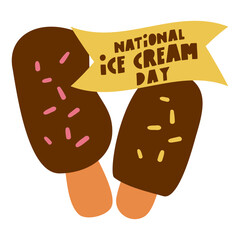 National ice cream day. Hand drawn illustration on white background.