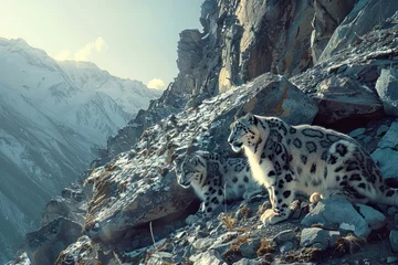 Foto op Canvas Snow Leopards Pair © Hashi