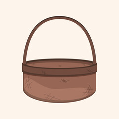 Vector illustration of a brown wicker Easter basket.
