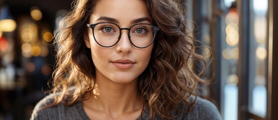 Beautiful woman in glasses close-up