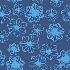 Japanese Star Flower Vector Seamless Pattern