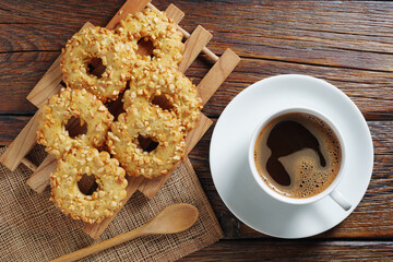 Coffee and cookies with nuts