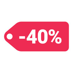 red 40 percent discount label on white background