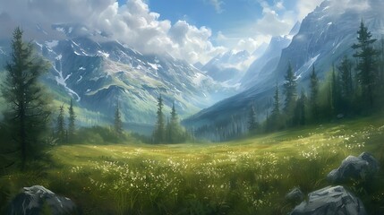 Alpine meadow in the mountains