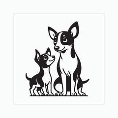 Rat Terrier Dog Family Clipart illustration Vector
