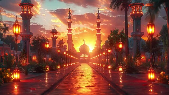 beautiful view of the mosque at dawn