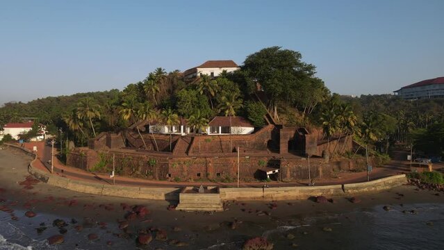An Aerial shot of Reis Magos Fort in Goa, India
