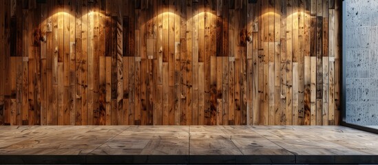 Wooden wall backdrop in a room