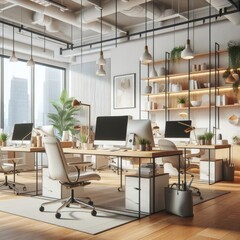 Fototapeta premium Modern and Comfortable Workspace Design