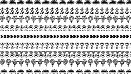 Fotobehang Tribal seamless pattern - aztec black signs on white background © diptodesignstd