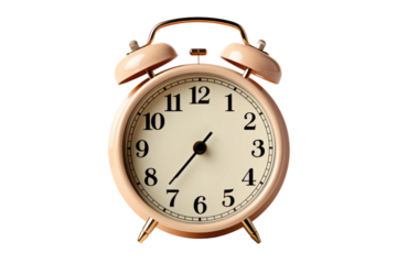 Old Fashioned Alarm Clock on White Background. On a White or Clear Surface PNG Transparent Background.