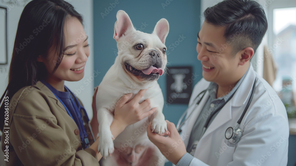 Wall mural vet examining dog