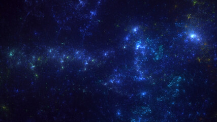 3D manual rendering abstract blue fractal light background. Its not AI Generatd illustration.