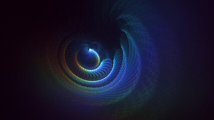 3D manual rendering abstract blue fractal light background. Its not AI Generatd illustration.