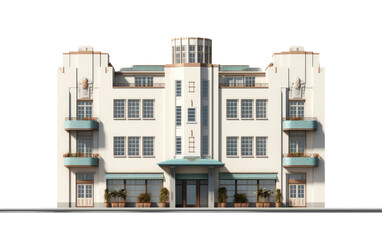 Obraz premium Large White Building With Multiple Balconies. On a White or Clear Surface PNG Transparent Background.