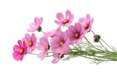 A Bunch of Pink Flowers on a White Background. On a White or Clear Surface PNG Transparent Background.