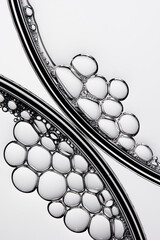 A close-up photo of water droplets that can be used in science, medicine, ingredients, and beauty...