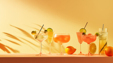 Cocktail close up in a bar setting. Blurred people in the background. Selective focus on the icy drink and glass.